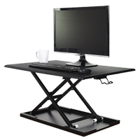 Adjustable Stand-Up Desk, Desktop Unit, 15-3/4" H x 31-1/2" W x 22-1/2" D, Black OP563 | TENAQUIP