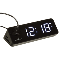 LED Alarm Clock, Digital, Battery Operated/Plug-in, 6" W x  3.25" D x 2" H, Black OP599 | TENAQUIP