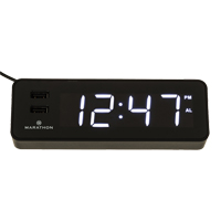 LED Alarm Clock, Digital, Battery Operated/Plug-in, 6" W x  3.25" D x 2" H, Black  OP599 | TENAQUIP