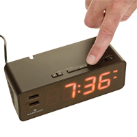 LED Alarm Clock, Digital, Battery Operated/Plug-in, 6" W x  3.25" D x 2" H, Brown OP601 | TENAQUIP