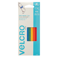 Velcro Companies 90438C Ruban d'attaches One-Wrap, Boucle et crochet, 8" x 1/2", Auto-aggripant, Multicolore