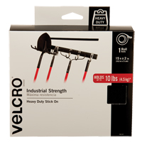 Velcro Companies 90197C Ruban d'attaches &agrave; r&eacute;sistance industrielle, Boucle et crochet, 15' x 2", Adh&eacute;sif, Noir