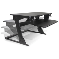 Ideal Warehouse Innovations SSW02 Poste de travail assis-debout Goya, Mod&egrave;le de bureau, 21" h x 35-2/5" la x 24" p, Noir