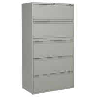 Offices To Go MVL1936P5 GRY Lateral Filing Cabinet, Steel, 5 Drawers, 36" W x 19-1/4" D x 66-5/9" H, Grey