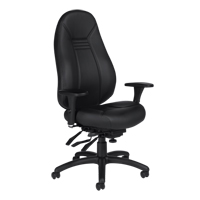 High Back Comfort Chair, Leather, Black, 300 lbs. Capacity  OP929 | TENAQUIP