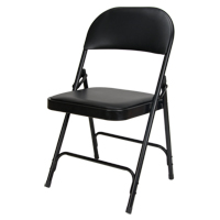 Vinyl Padded Folding Chair, Steel, Black, 300 lbs. Weight Capacity OP962 | TENAQUIP