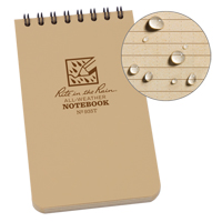 Rite In The Rain 935T Pocket Top-Spiral Notebook, Soft Cover, Tan, 100 Pages, 3" W x 5" L