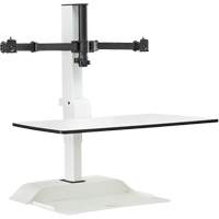 Soar™ Sit/Stand Electric Desk with Dual Monitor Arm, Desktop Unit, 37-1/4" H x 27-3/4" W x 22" D, White  OQ926 | TENAQUIP