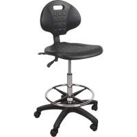 KLETON OR330 Tabouret robuste et ergonomique, Mobile, Ajustable, 39" - 48", Polyur&eacute;thane Si&egrave;ge, Noir