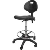 KLETON OR330 Tabouret robuste et ergonomique, Mobile, Ajustable, 39" - 48", Polyur&eacute;thane Si&egrave;ge, Noir