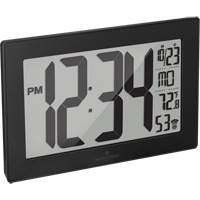 Marathon CL030068-BK-BS-NA Self-Setting & Self-Adjusting Wall Clock with Stand, Digital, Battery Operated, Black