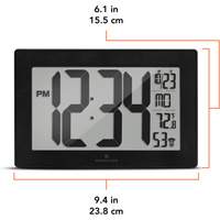 Marathon CL030068-BK-BS-NA Self-Setting & Self-Adjusting Wall Clock with Stand, Digital, Battery Operated, Black