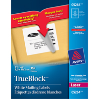 Avery Dennison 773416 TrueBlock Laser Shipping Labels, 3-1/3" W x 4" L, White