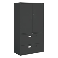 Offices To Go 9336-5MSL BLK Multi-Stor Cabinet, Steel, 3 Shelves, 65-1/4" H x 36" W x 18" D, Black