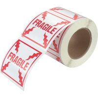 "Fragile" Special Handling Labels, 4" L x 4" W, Red on White  PA991 | TENAQUIP