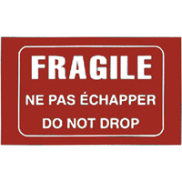 Incom Top Tape & Label TT05053 "Fragile" Bilingual Special Handling Labels, 5" L x 3" W, White on Red