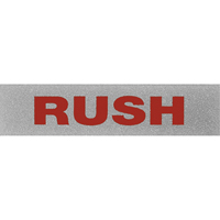"Rush" Special Handling Labels, 5" L x 2" W, Black on Red  PB418 | TENAQUIP