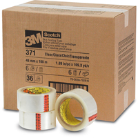 3M 371-48X100 Scotch&reg; Box Sealing Tapes 371, Hot Melt Adhesive, 2 mils, 48 mm (1-22/25") x 100 m (328')