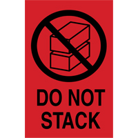 Brady 08170 "Do Not Stack" International Shipping Labels, 6" L x 4" W, Black on Red