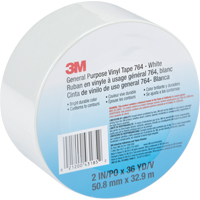 General Purpose Vinyl Tape 764, 48 mm (1-7/8") W x 32.9 m (108') L, White  PC889 | TENAQUIP