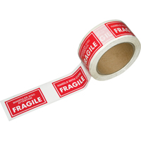  PE079 Pre-Printed Message Tapes, 1-7/8" W, White on Red