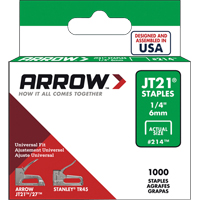 Arrow 214 Stick Staples, 16 Gauge, 1/4" Wide Crown, 6 mm Long