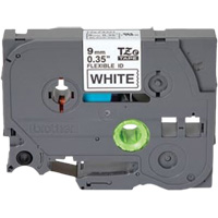 Brother TZEFX221 TZe Flexible Tape Cartridge, 9 mm x 26'/8 m, Black on White