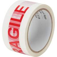 KLETON PG724 "Fragile" Box Sealing Tape, Hot Melt Adhesive, 2 mils, 48 mm (2") x 100 m (328')