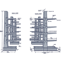 Heavy-Duty Adjustable Cantilever Racking, Single Sided, 24" Arm, 120" H  RL681 | TENAQUIP