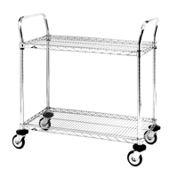 Metropolitan Wire MW611 Standard-Duty Utility Cart With Wire Shelves, Chrome Plated, 24" x 39" x 36", 375 lbs. Capacity