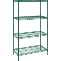 KLETON RL648 Heavy-Duty Green Epoxy Finish Wire Shelving, 4 Tiers, 36" W x 63" H x 18" D