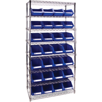 KLETON RL815 Heavy-Duty Wire Shelving Unit with Storage Bins, 8 Tiers, 36" W x 74" H x 14" D