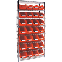 KLETON RL822 Heavy-Duty Wire Shelving Unit with Storage Bins, 8 Tiers, 36" W x 74" H x 18" D