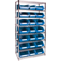 KLETON RL839 Heavy-Duty Wire Shelving Unit with Storage Bins, 8 Tiers, 36" W x 74" H x 18" D