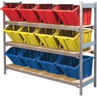 KLETON RL988 &eacute;tag&egrave;res larges avec bacs g&eacute;ants en plastique, Acier, Sans boulons, Capacit&eacute; 800 lb, 66" la x 60" h x 18" p