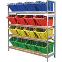 Wide Span Shelving with Jumbo Plastic Bins, Steel, Boltless, 800 lbs. Capacity, 66" W x 72" H x 18" D RL989 | TENAQUIP