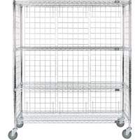 KLETON RN564 Enclosed Wire Shelf Cart, Chrome Plated, 60" x 69" x 24", 800 lbs. Capacity