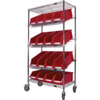 KLETON RN604 Slanted Wire Shelf Cart with Bins, 5 Tiers, 36" W x 69" H x 18" D