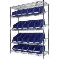 KLETON RN662 &eacute;tag&egrave;re en treillis m&eacute;tallique &agrave; tablettes inclin&eacute;es avec bacs, Tiers 5, 48" la x 63" h x 18" p