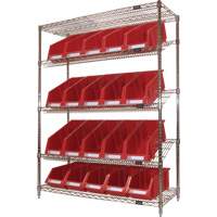 KLETON RN665 &eacute;tag&egrave;re en treillis m&eacute;tallique &agrave; tablettes inclin&eacute;es avec bacs, Tiers 5, 48" la x 63" h x 18" p