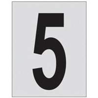 Brady 5900-5 Reflective Individual Number and Letter Labels, 5, 1" H, Black on Silver