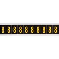 Brady 7897-8 Individual Number and Letter Labels, 8, 2" H, Yellow on Black