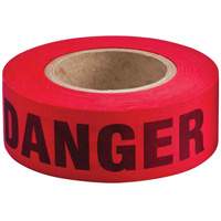 Brady 91086 Re-Pulpable Barricade Tape, Bilingual, 2" W x 135' L, 3 mils, Black on Red