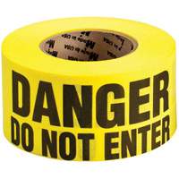 Brady 91087 Ruban pour barricade biod&eacute;gradable, Anglais, 3" la x 135' lo, 3 mils, Noir sur jaune