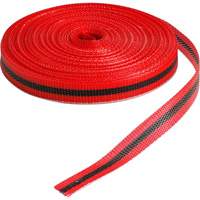 Brady 91175 Woven Barricade Tape, 3/4" W x 150' L, 3 mils, Black on Red