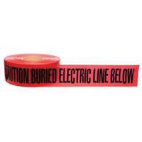 Brady 91295 "Buried Electric Line" Identoline&reg; Underground Warning Tape, 3" W x 1000' L, Black on Red