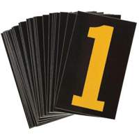 Reflective Individual Number and Letter Labels, 1, 2-1/2" H, Yellow on Black  SAC314 | TENAQUIP