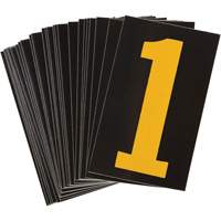 Reflective Individual Number and Letter Labels, 1, 1-1/2" H, Yellow on Black  SAC383 | TENAQUIP