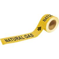 Brady 73910 "Natural Gas" Pipe Markers, Self-Adhesive, 2" H x 12" W, Black on Yellow