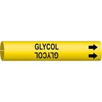 Brady 4068-B "Glycol" Pipe Marker, Snap-On, 7/8" H x 7/8" W, Black on Yellow
